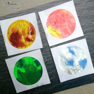 Activité créative enfants - technique de peinture rigolote - 4 saisons dans une pochette à CD - Peinture propre - Couleurs et sensoriel - Arts visuels - printemps, été, hiver, automne - maternelle - mslf