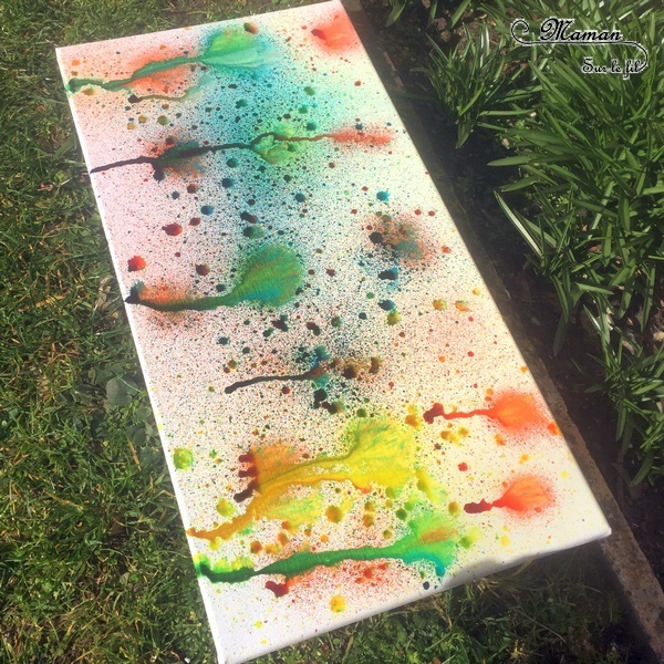 Activité créative extérieure enfants - technique de peinture rigolote - Peinture avec un vaporisateur, peindre avec un spray - Arts visuels - jardin et couleurs - maternelle - mslf