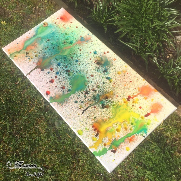 Activité créative extérieure enfants - technique de peinture rigolote - Peinture avec un vaporisateur, peindre avec un spray - Arts visuels - jardin et couleurs - maternelle - mslf