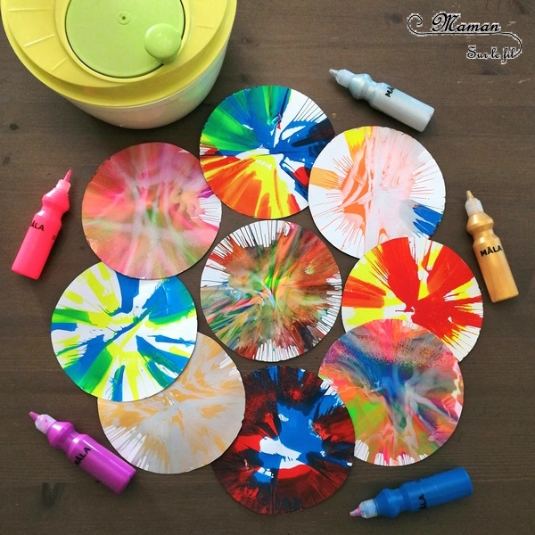 Activité créative enfants - technique de peinture rigolote - Peinture à l'essoreuse à salade - Arts visuels - peinture et mélange de couleurs - maternelle - mslf