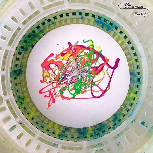 Activité créative enfants - technique de peinture rigolote - Peinture à l'essoreuse à salade - Arts visuels - peinture et mélange de couleurs - maternelle - mslf