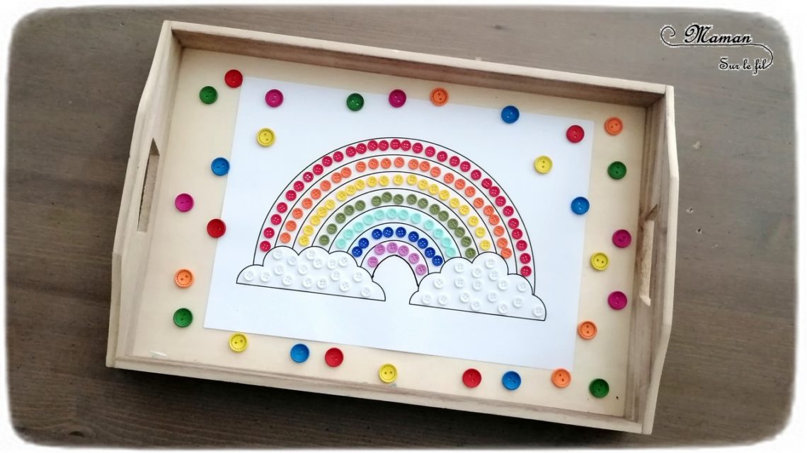 Créer un arc-en-ciel éphémère avec des boutons - Météo, ciel et couleur - Motricité fine et précision - Activité créative enfants - Arts Visuels activité enfants - mslf