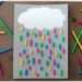 Activité créative enfants - Nuage peint avec un bouchon et pluie multicolore avec des pailles collées - technique de peinture - Météo et ciel - Arts visuels - maternelle - mslf