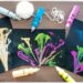 Activité créative enfants - technique de peinture rigolote - Peinture avec un fil ou de la laine - Arts visuels - pintemps - fleurs - maternelle - mslf