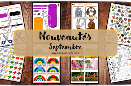 Nouveautés de septembre - Boutique en ligne Ludo sur le fil - fichiers jeux pdf à imprimer - Ecole, rentrée, animaux rigolos, météo et ciel, automne et halloween - mslf