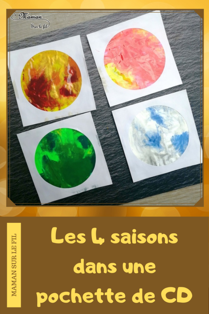 Activité créative enfants - technique de peinture rigolote - 4 saisons dans une pochette à CD - Peinture propre - Couleurs et sensoriel - Arts visuels - printemps, été, hiver, automne - maternelle - mslf