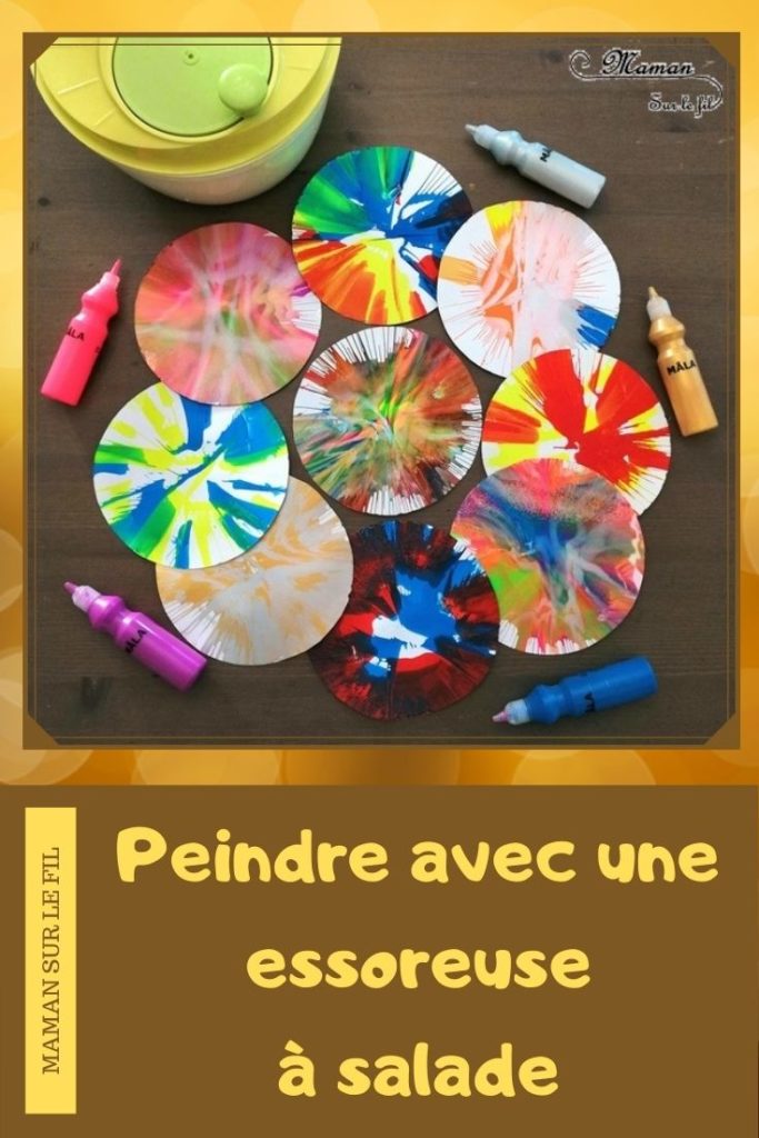 Activité créative enfants - technique de peinture rigolote - Peinture à l'essoreuse à salade - Arts visuels - peinture et mélange de couleurs - maternelle - mslf