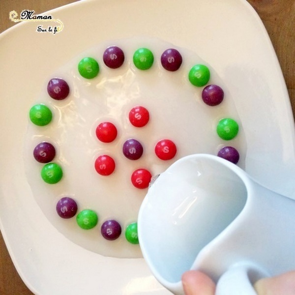 Créer des mandalas avec des skittles - Activité et expérience créative enfants - Eau + bonbons : formes et couleurs - Sciences - Arts visuels et créativité mslf