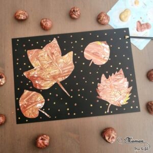 Activité créative enfants - technique de peinture rigolote - Feuilles d'automne Peinture aux marrons - Coton-tige et pointillisme - Arts visuels automne et maternelle - mslf