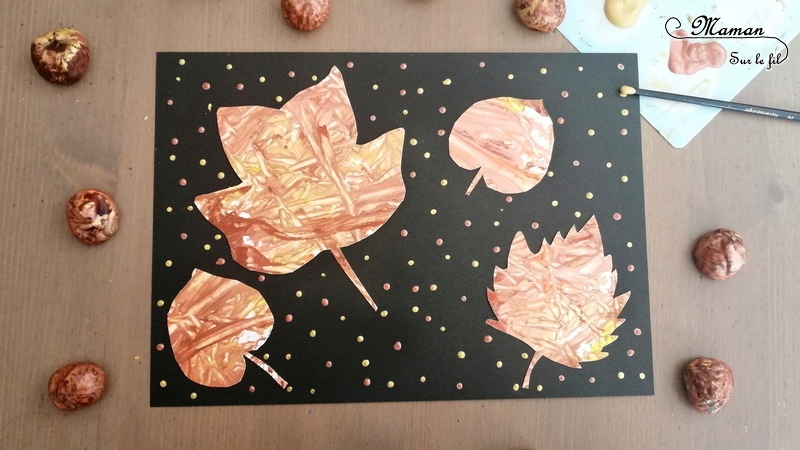 Activité créative enfants - technique de peinture rigolote - Feuilles d'automne Peinture aux marrons - Coton-tige et pointillisme - Arts visuels automne et maternelle - mslf