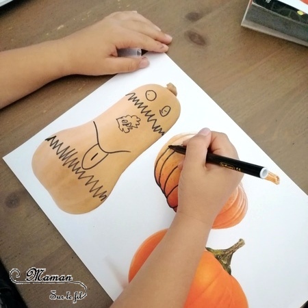 Activité créative enfants - Décorer des photos de citrouilles - Travailler le graphisme et le dessin - Découpage - Guirlande entre Automne et Halloween - Arts visuels - maternelle - mslf