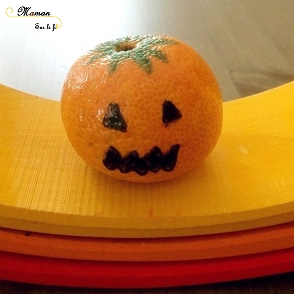 Activité créative enfants - fabriquer des mini citrouilles d'Halloween avec des clémentines - dessin - Récup - Décoration Halloween - Arts visuels - maternelle - mslf