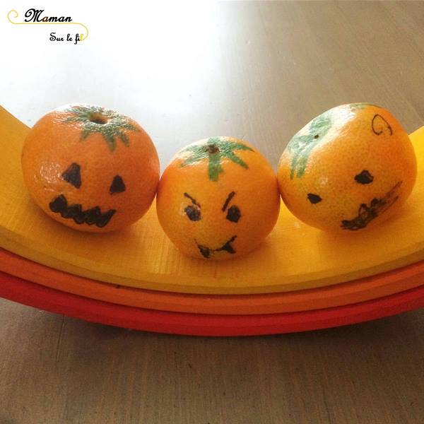 Activité créative enfants - fabriquer des mini citrouilles d'Halloween avec des clémentines - dessin - Récup - Décoration Halloween - Arts visuels - maternelle - mslf