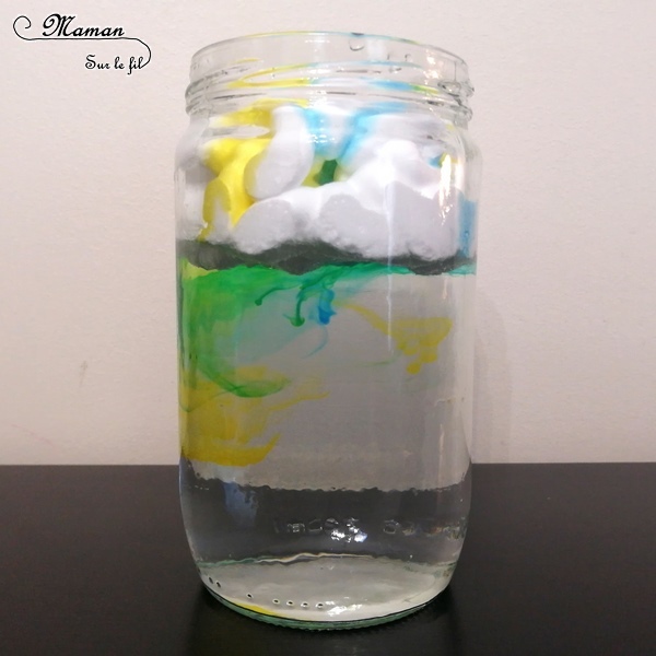 Activité et expérience créative enfants - créer une pluie multicolore dans un verre - 2 techniques - Sciences - Pluie multicolore, météo et automne - maternelle et élémentaire - Mousse à raser et huile - mslf