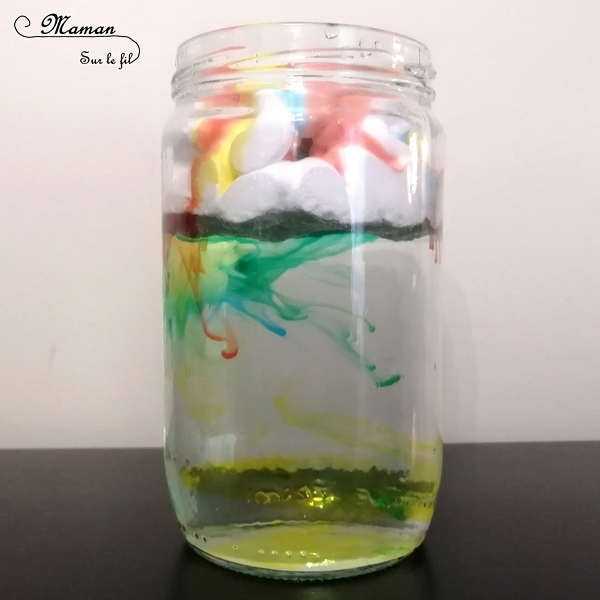 Activité et expérience créative enfants - créer une pluie multicolore dans un verre - 2 techniques - Sciences - Pluie multicolore, météo et automne - maternelle et élémentaire - Mousse à raser et huile - mslf