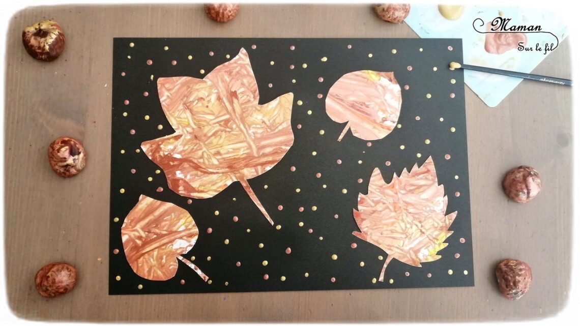 Activité créative enfants - technique de peinture rigolote - Feuilles d'automne Peinture aux marrons - Coton-tige et pointillisme - Arts visuels automne et maternelle - mslf