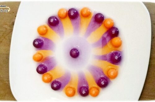 Créer des mandalas avec des skittles - Activité et expérience créative enfants - Eau + bonbons : formes et couleurs - Sciences - Arts visuels et créativité mslf