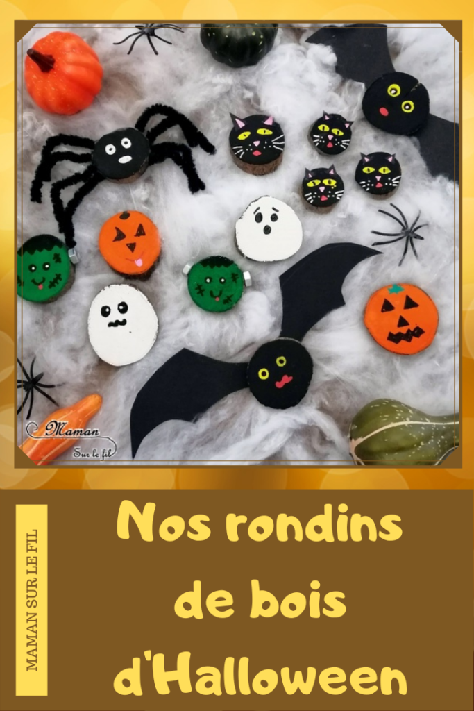 Nos rondins de bois d'Halloween - Créer des citrouilles, des fantômes, des chauve-souris, des araignées, des Frankenstein et des chats noirs en rondin de bois et peinture - Bricolage et DIY - Activité manuelle et créative enfants - Automne et Halloween - Récup et Nature - Décoration Halloween - Arts visuels - maternelle - mslf