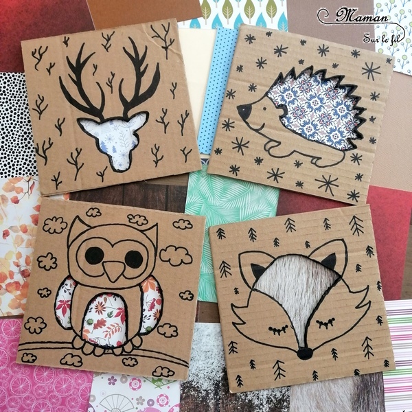 Fabriquer des animaux de la forêt à décorer - Jeu Bricolage DIY - Récup et carton - Hérisson, cerf, renard, hibou à décorer et habiller à volonté - activité enfants - mslf