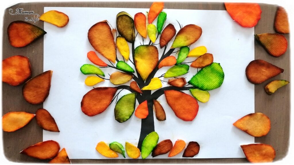 Activité enfant - Arbre automne en cotons démaquillants et encre - créative et manuelle - collage et motricité fine - Arts visuels maternelle - mslf