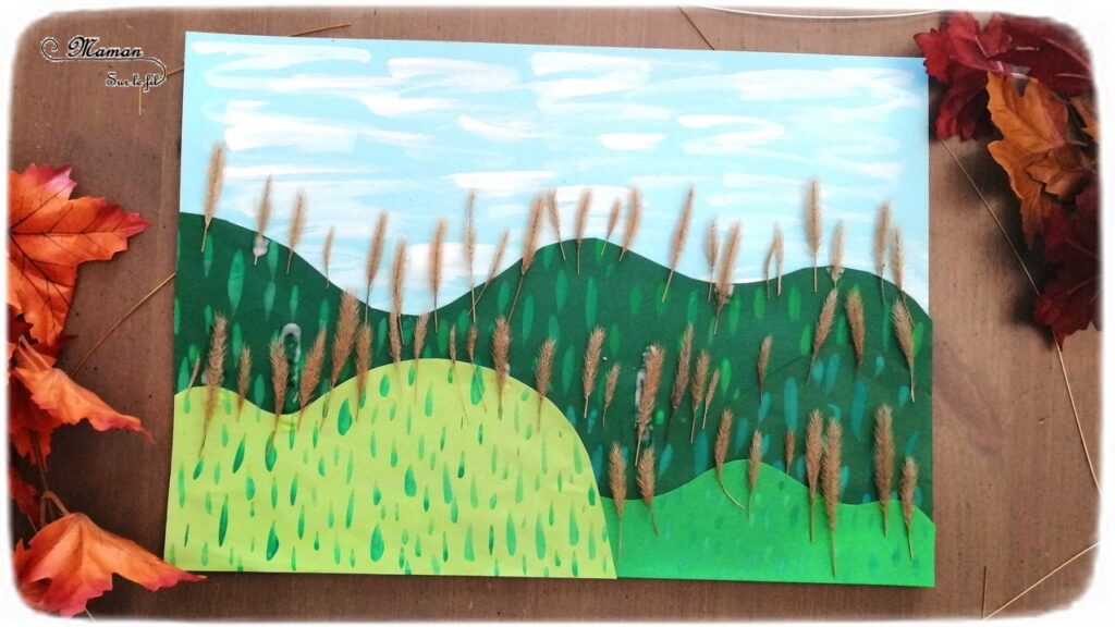 Activité enfant - Paysage avec collines et forêt - arbres automne avec nature - Land art - Peinture, découpage et collage papier - dessin et graphisme - Récup - créative et manuelle - Arts visuels maternelle - mslf