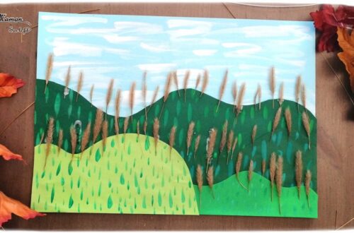 Activité enfant - Paysage avec collines et forêt - arbres automne avec nature - Land art - Peinture, découpage et collage papier - dessin et graphisme - Récup - créative et manuelle - Arts visuels maternelle - mslf