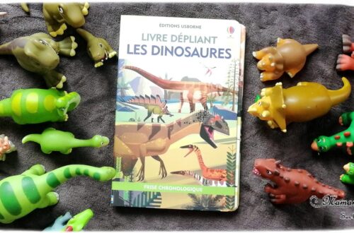 Test et avis livre enfants - Livre dépliant Les dinosaures chez Usborne - Livre grand format, format original - Temps Histoire - Documentaire et frise chronologique - Ludique - littérature enfant - mslf