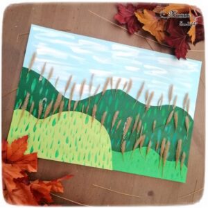 Activité enfant - Paysage avec collines et forêt - arbres automne avec nature - Land art - Peinture, découpage et collage papier - dessin et graphisme - Récup - créative et manuelle - Arts visuels maternelle - mslf