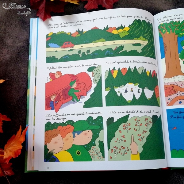 Livre enfants - Au bois aux éditions fourmis rouges - Album et bande dessinée - Documentaire forêt et imaginaire - au fil des saisons - test et avis - mslf