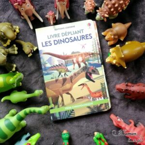 Test et avis livre enfants - Livre dépliant Les dinosaures chez Usborne - Livre grand format, format original - Temps Histoire - Documentaire et frise chronologique - Ludique - littérature enfant - mslf