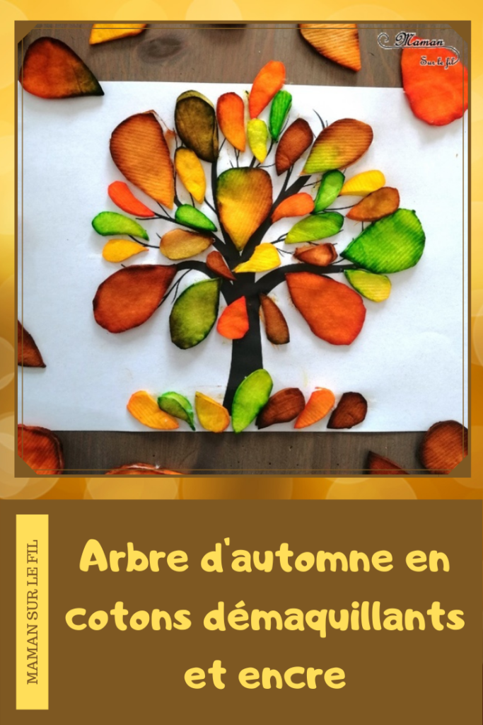 Activité enfant - Arbre automne en cotons démaquillants et encre - créative et manuelle - collage et motricité fine - Arts visuels maternelle - mslf