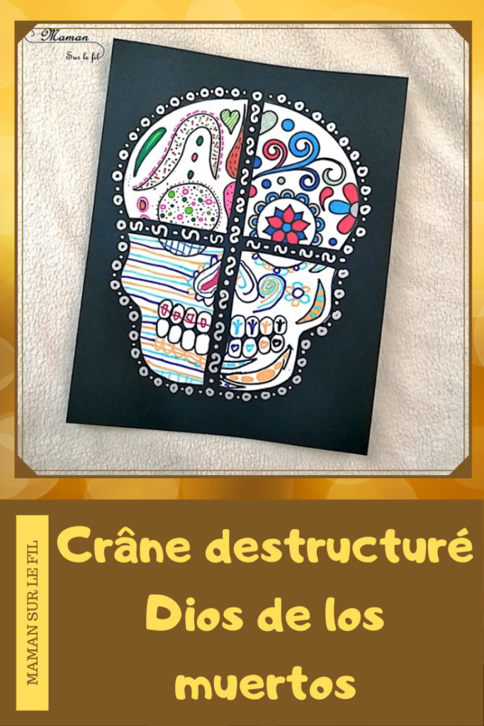 Activité créative enfants - Crânes déstructurés Dios et Dia de los muertos - Cavaleras - Mexique Et Amérique du Sud - Dessin, coloriage et découpage - décor - Puzzle - Arts visuels Halloween maternelle et cycles 2 et 3 - mslf