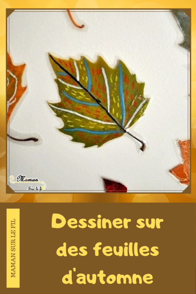 Activité manuelle enfant - Dessiner sur des feuilles mortes - Automne - Invitation à créer - Dessin libre et graphisme - Récup et nature - Land art - créative et manuelle - Arts visuels maternelle - Décoration de mur - mslf