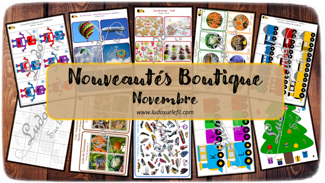 Nouveautés de novembre - Boutique en ligne Ludo sur le fil - fichiers jeux pdf à imprimer - Véhicules, robots, trains, Automne, Noël, Calendrier Avent - mslf