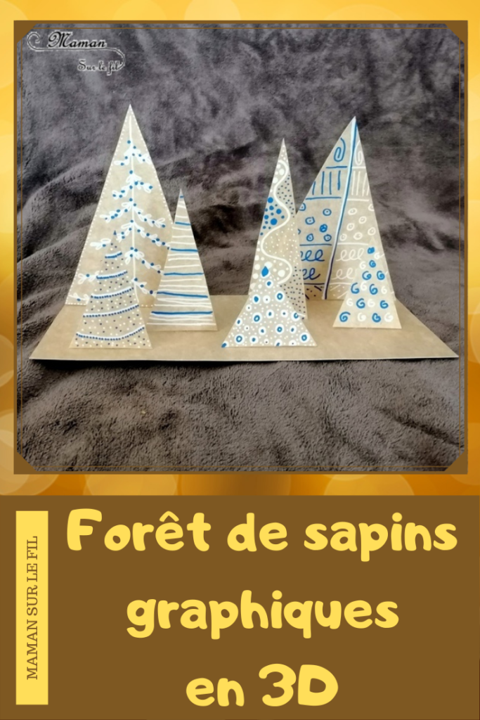 Activité créative enfants - fabriquer une forêt de sapins graphiques en 3D avec des emballages en carton - relief et récup - éclairage - dessin & graphisme - Arts visuels surcyclage - maternelle - cycles 2 et 3 - mslf