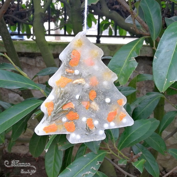 Fabriquer une suspension glacée pour le jardin - sapin glacé décoré - pompons perles paillettes clementines - Glace et glaçons pour créer une patinoire et un toboggan glacé - eau et paillettes - Noël et hiver - Glace et Froid polaire - Activité sensorielle enfants - mslf