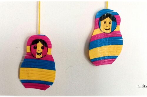 Activité créative enfants - Matriochka - Poupées russes en pailles fondues repassées - fer à repasser - dessin - suspension sur la Russie - Froid polaire - récup - bricolage - arts visuels maternelle - mslf