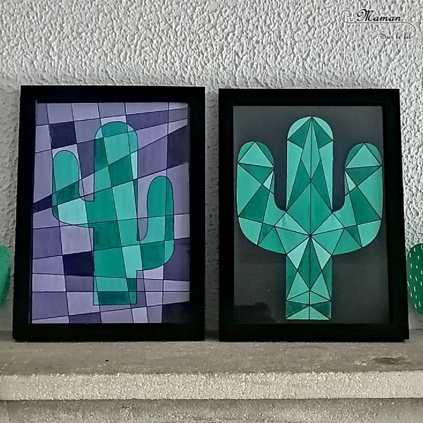 Activité créative enfants - Peindre des cactus graphiques avec la technique des dégradés de couleurs - Amérique du sud - Mexique - peinture, symétrie et constraste - activités autour du monde - Arts visuels Découverte d'un pays - Espace et géographie - arts visuels Cycle 2 ou 3 - Eté - mslf