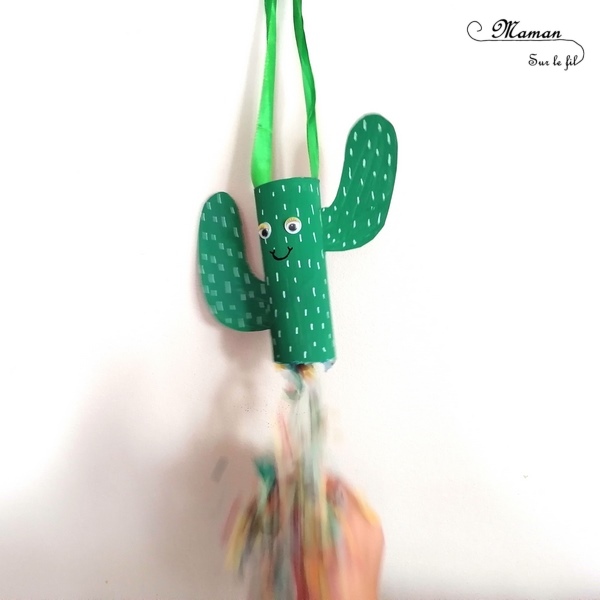 Fabriquer une mini pinata Cactus - Avec confettis, surprises ou bonbons - avec rouleaux de PQ ou papier toilettes et emballages en carton - Mexique et Amérique du Sud - Découverte d'un pays autour du monde - Pour anniversaire, carnaval ou kermesse - Bricolage récup DIY - Tutoriel - Arts visuels - mslf