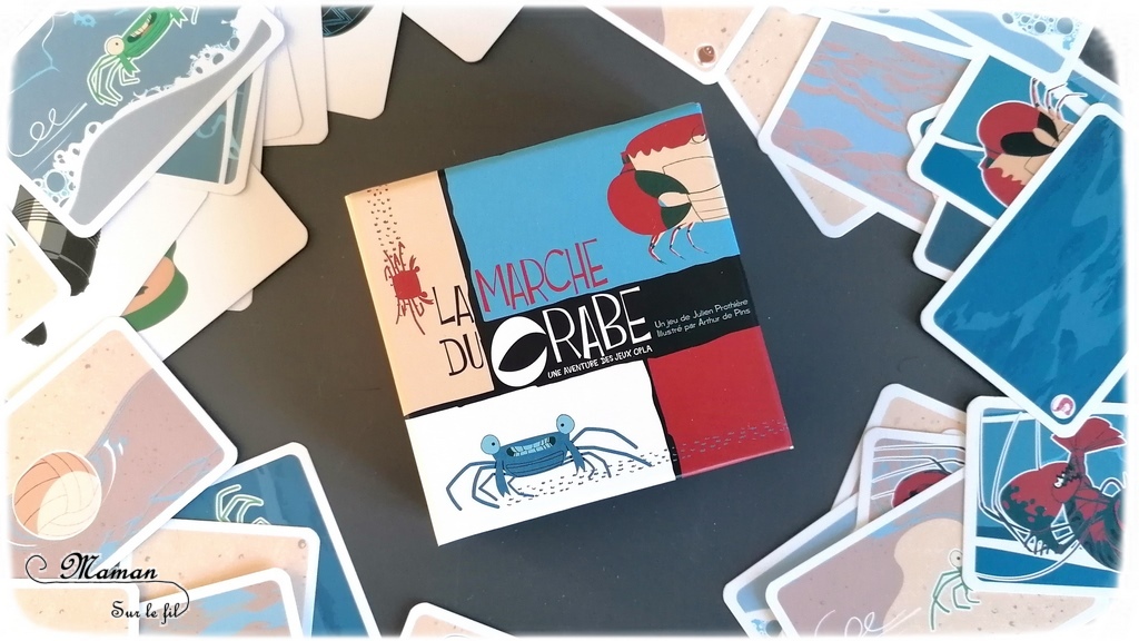 Avis sur le jeu La marche du crabe de Jeux Opla - Jeu coopératif de déduction pour deux joueurs - autour du respect de la nature, des déchets, de la plage, des crabes, du respect de la nature et de la planète -0 des déchets, de la préservation de la nature - Humour - Jeu à partir de 8 ans - Test jeu de société enfants - élémentaire - Ecologie - mslf