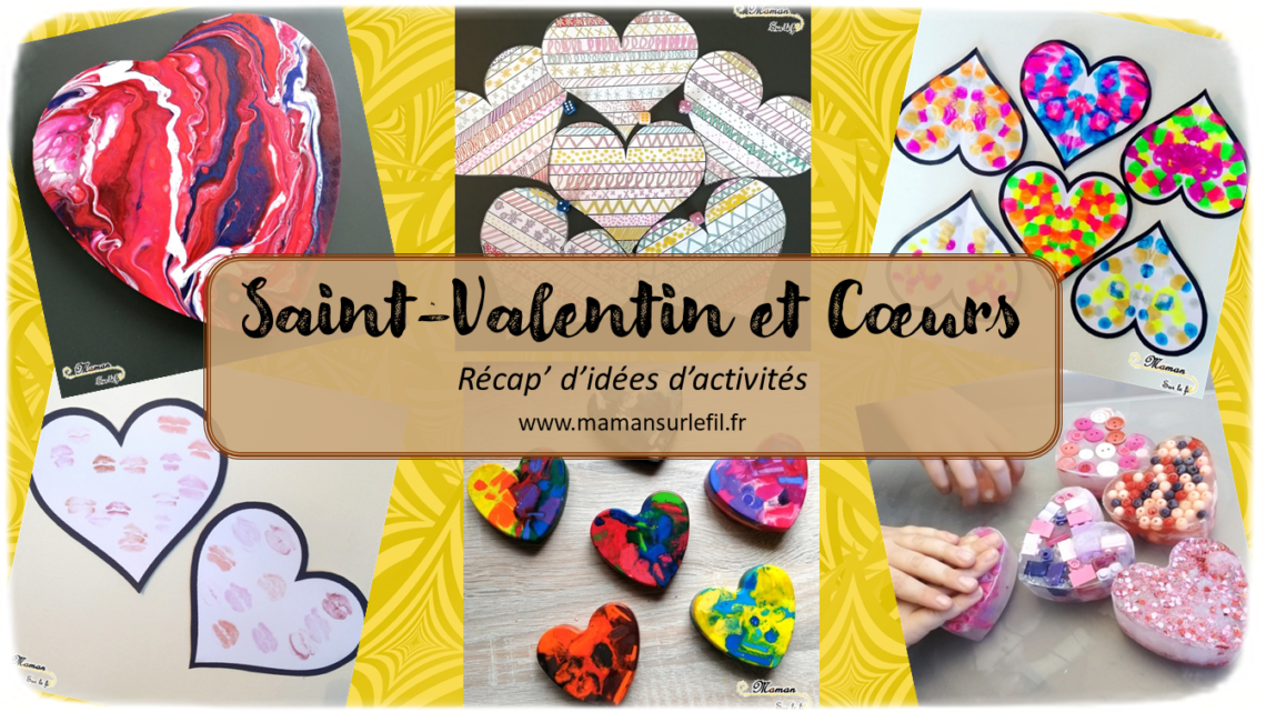 Récapitulatif Saint-Valentin et Coeurs - idées activités lectures jeux sur un thème donné - différents types d'activité : sensorielle, créative, récup, peinture... - jeux à imprimer - Graphisme sur l'amour - Bisous - - arts visuels - littérature jeunesse - jeux de société - récap sur le fil - mslf