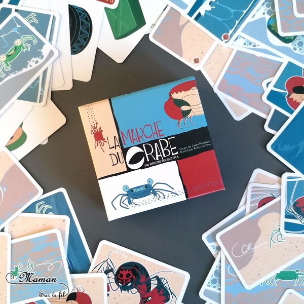 Avis sur le jeu La marche du crabe de Jeux Opla - Jeu coopératif de déduction pour deux joueurs - autour du respect de la nature, des déchets, de la plage, des crabes, du respect de la nature et de la planète -0 des déchets, de la préservation de la nature - Humour - Jeu à partir de 8 ans - Test jeu de société enfants - élémentaire - Ecologie - mslf