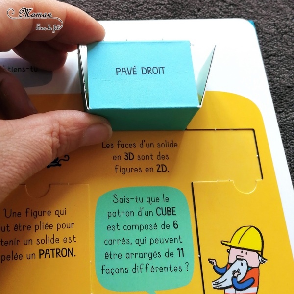 Test et avis livre enfants - Découvrons ensemble Les figures géométriques - éditions Usborne - Livre à rabats - fenêtres - littérature enfant - aborder la géométrie de façon ludique : figures planes, solides, symétrie, motifs et pavages, courbes et angles, jeu défi des figures, tangram, glossaire - mslf