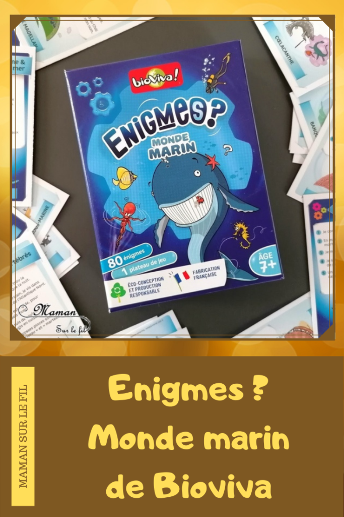 Test et avis du nouveau de la collection Enigmes de Bioviva - Monde marin - Jeux 7 ans et plus français - cartes - devinettes et indices - jeu voyage - animaux marins, mer, métiers, coquillages, poissons - mslf