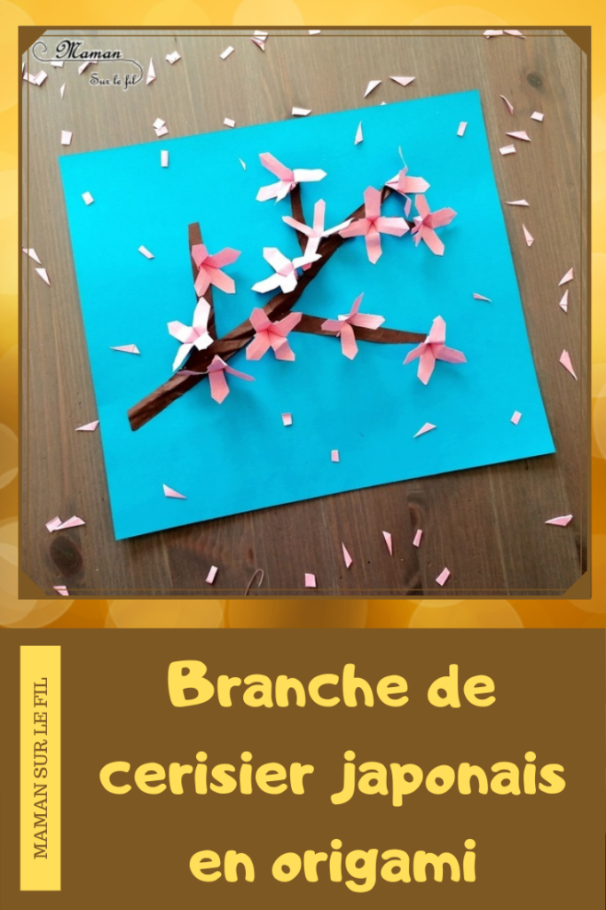 Créer une branche de cerisier japonais Sakura en origami - Papier : découpage, froissage, pliage - Branche et fleurs roses - Japon et Asie - Chine - Découverte d'un pays autour du monde - activité créative enfants - Bricolage Printemps - Tutoriel - Arts visuels maternelle - mslf