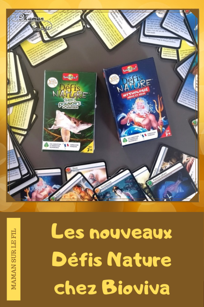 Jeu de société enfants - Test avis des défis nature de bioviva - Nouveautés : Super pouvoirs des animaux et Mythologie Héros et dieux - jeu de cartes bataille autour des animaux, nature, science, géographie - fabrication française mslf