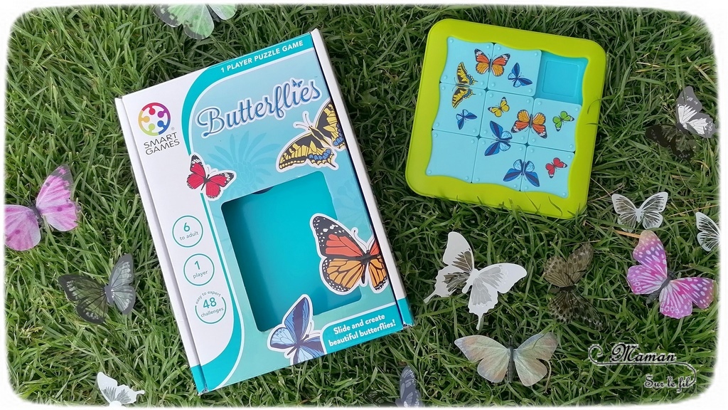Jeu de société Butterflies de Smart Games - Jeu de logique enfants de type taquin sur le thème du printemps, des insectes et des papillons - Casse-tête à défis - Concentration, Intelligence spatiale, perception visuelle, planification, résolution de problème - mslf