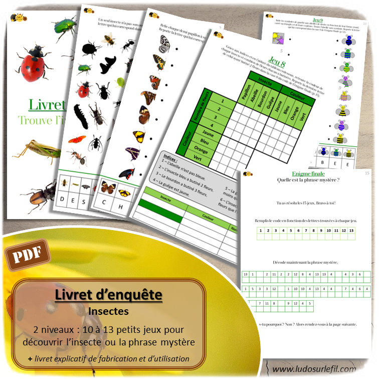 Nouveautés de mars - Boutique en ligne Ludo sur le fil - fichiers jeux pdf à imprimer - Printemps, animaux et insectes, poissons pour le 1er avril, Oeufs et lapins de Pâques, engins de chantier - zoom, lecture, dénombrement, chasse aux 100, coloriages gratuits, livret enquête, puzzles, cherche et trouve, association, jeu 3 en 1, graphies - mslf