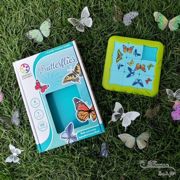 Jeu de société Butterflies de Smart Games - Jeu de logique enfants de type taquin sur le thème du printemps, des insectes et des papillons - Casse-tête à défis - Concentration, Intelligence spatiale, perception visuelle, planification, résolution de problème - mslf