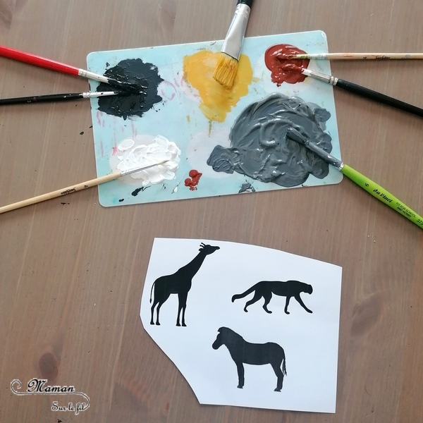 Activité créative et manuelle enfants - Fabriquer des petits tableaux aux couleurs des animaux de la savane - Pelage zèbre, girafe et guépard - Peinture et bâtonnets de glace en bois - Récup et bricolage - Tâches, points et rayures - Jeu sur couleurs et noir - Deux façons - Graphisme - créativité - DIY - Fait maison - Afrique et Kenya - Découverte d'un pays - Espace et géographie - arts visuels et atelier maternelle et Cycles 1, 2 ou 3 - Eté - mslf